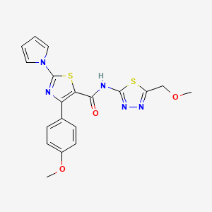 molecular formula C19H17N5O3S2 B12181339 N-[(2Z)-5-(methoxymethyl)-1,3,4-thiadiazol-2(3H)-ylidene]-4-(4-methoxyphenyl)-2-(1H-pyrrol-1-yl)-1,3-thiazole-5-carboxamide 
