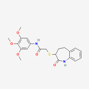 molecular formula C21H24N2O5S B12181465 2-[(2-hydroxy-4,5-dihydro-3H-1-benzazepin-3-yl)sulfanyl]-N-(3,4,5-trimethoxyphenyl)acetamide 