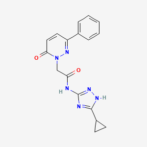 molecular formula C17H16N6O2 B12181484 N-(3-cyclopropyl-1H-1,2,4-triazol-5-yl)-2-(6-oxo-3-phenylpyridazin-1(6H)-yl)acetamide 