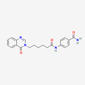 molecular formula C21H22N4O3 B12181536 4-{[6-(4-oxoquinazolin-3(4H)-yl)hexanoyl]amino}benzamide 