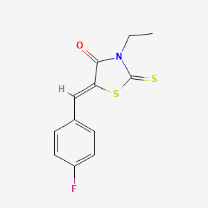 molecular formula C12H10FNOS2 B12181572 3-Ethyl-5-(4-fluoro-benzylidene)-2-thioxo-thiazolidin-4-one 