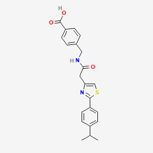 molecular formula C22H22N2O3S B12181575 4-{[({2-[4-(Propan-2-yl)phenyl]-1,3-thiazol-4-yl}acetyl)amino]methyl}benzoic acid 