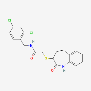 molecular formula C19H18Cl2N2O2S B12181578 N-(2,4-dichlorobenzyl)-2-[(2-hydroxy-4,5-dihydro-3H-1-benzazepin-3-yl)sulfanyl]acetamide 