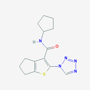 molecular formula C14H17N5OS B12181585 N-cyclopentyl-2-(1H-tetrazol-1-yl)-5,6-dihydro-4H-cyclopenta[b]thiophene-3-carboxamide 