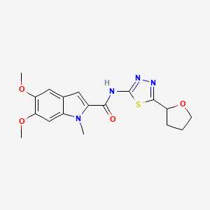 molecular formula C18H20N4O4S B12181599 5,6-dimethoxy-1-methyl-N-(5-(tetrahydrofuran-2-yl)-1,3,4-thiadiazol-2-yl)-1H-indole-2-carboxamide 