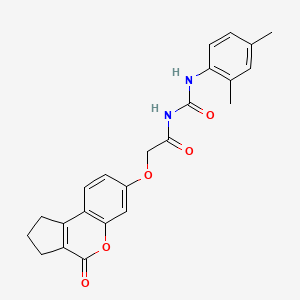 molecular formula C23H22N2O5 B12181611 Acetamide, N-[[(2,4-dimethylphenyl)amino]carbonyl]-2-[(1,2,3,4-tetrahydro-4-oxocyclopenta[c][1]benzopyran-7-yl)oxy]- CAS No. 876903-50-3