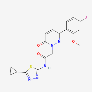 molecular formula C18H16FN5O3S B12181657 N-[(2E)-5-cyclopropyl-1,3,4-thiadiazol-2(3H)-ylidene]-2-[3-(4-fluoro-2-methoxyphenyl)-6-oxopyridazin-1(6H)-yl]acetamide 