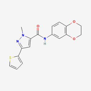 molecular formula C17H15N3O3S B12181798 N-(2,3-dihydro-1,4-benzodioxin-6-yl)-1-methyl-3-(thiophen-2-yl)-1H-pyrazole-5-carboxamide 