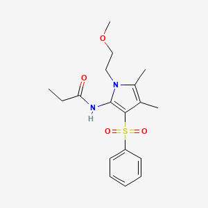 molecular formula C18H24N2O4S B12181814 N-[1-(2-methoxyethyl)-4,5-dimethyl-3-(phenylsulfonyl)-1H-pyrrol-2-yl]propanamide 