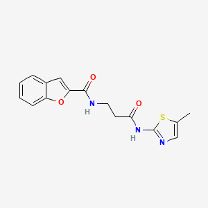 molecular formula C16H15N3O3S B12181822 N-{3-[(5-methyl-1,3-thiazol-2-yl)amino]-3-oxopropyl}-1-benzofuran-2-carboxamide 