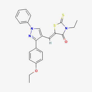 molecular formula C23H21N3O2S2 B12181920 (5Z)-5-{[3-(4-ethoxyphenyl)-1-phenyl-1H-pyrazol-4-yl]methylidene}-3-ethyl-2-thioxo-1,3-thiazolidin-4-one 