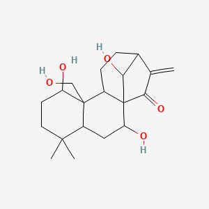 molecular formula C20H30O5 B1218194 2,8,16-trihydroxy-9-(hydroxymethyl)-5,5-dimethyl-14-methylidenetetracyclo[11.2.1.0(1),(1)?.0?,?]hexadecan-15-one 