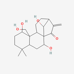 molecular formula C20H30O5 B1218194 2,8,16-Trihydroxy-9-(hydroxymethyl)-5,5-dimethyl-14-methylidenetetracyclo[11.2.1.01,10.04,9]hexadecan-15-one 