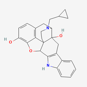 molecular formula C26H26N2O3 B1218195 22-(Cyclopropylmethyl)-14-oxa-11,22-diazaheptacyclo[13.9.1.01,13.02,21.04,12.05,10.019,25]pentacosa-4(12),5,7,9,15,17,19(25)-heptaene-2,16-diol 