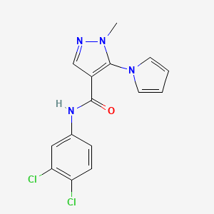 molecular formula C15H12Cl2N4O B12181960 N-(3,4-dichlorophenyl)-1-methyl-5-(1H-pyrrol-1-yl)-1H-pyrazole-4-carboxamide 