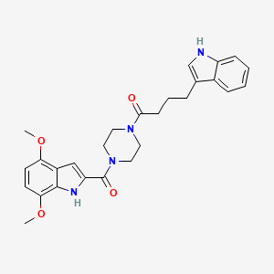 molecular formula C27H30N4O4 B12181986 1-{4-[(4,7-dimethoxy-1H-indol-2-yl)carbonyl]piperazin-1-yl}-4-(1H-indol-3-yl)butan-1-one 
