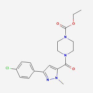 molecular formula C18H21ClN4O3 B12182005 ethyl 4-{[3-(4-chlorophenyl)-1-methyl-1H-pyrazol-5-yl]carbonyl}piperazine-1-carboxylate 
