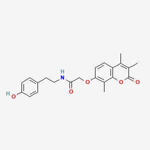 molecular formula C22H23NO5 B12182069 N-[2-(4-hydroxyphenyl)ethyl]-2-[(3,4,8-trimethyl-2-oxo-2H-chromen-7-yl)oxy]acetamide 