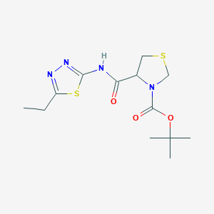 molecular formula C13H20N4O3S2 B12182112 Tert-butyl 4-[(5-ethyl-1,3,4-thiadiazol-2-yl)carbamoyl]-1,3-thiazolidine-3-carboxylate 