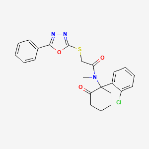 molecular formula C23H22ClN3O3S B12182152 N-[1-(2-chlorophenyl)-2-oxocyclohexyl]-N-methyl-2-[(5-phenyl-1,3,4-oxadiazol-2-yl)sulfanyl]acetamide 