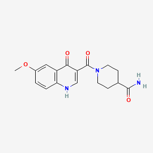 molecular formula C17H19N3O4 B12182202 1-[(4-Hydroxy-6-methoxyquinolin-3-yl)carbonyl]piperidine-4-carboxamide 