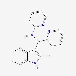 molecular formula C20H18N4 B12182213 N-[(2-methyl-1H-indol-3-yl)(pyridin-2-yl)methyl]pyridin-2-amine 