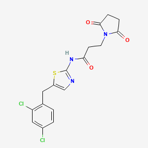 molecular formula C17H15Cl2N3O3S B12182258 N-[5-(2,4-dichlorobenzyl)-1,3-thiazol-2-yl]-3-(2,5-dioxopyrrolidin-1-yl)propanamide 