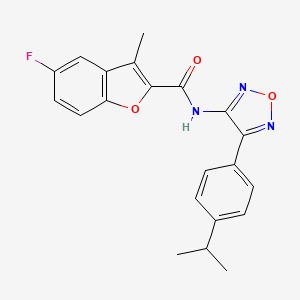 molecular formula C21H18FN3O3 B12182279 5-fluoro-3-methyl-N-{4-[4-(propan-2-yl)phenyl]-1,2,5-oxadiazol-3-yl}-1-benzofuran-2-carboxamide 