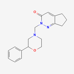 molecular formula C18H21N3O2 B12182286 2-[(2-phenylmorpholin-4-yl)methyl]-2,5,6,7-tetrahydro-3H-cyclopenta[c]pyridazin-3-one 