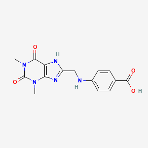 molecular formula C15H15N5O4 B1218254 4-[(1,3-dimethyl-2,6-dioxo-7H-purin-8-yl)methylamino]benzoic acid CAS No. 7000-61-5