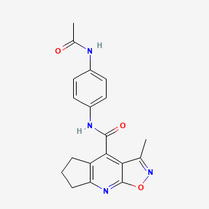 molecular formula C19H18N4O3 B12182546 N-[4-(acetylamino)phenyl]-3-methyl-6,7-dihydro-5H-cyclopenta[b][1,2]oxazolo[4,5-e]pyridine-4-carboxamide 