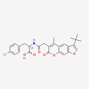 molecular formula C27H26ClNO6 B12182570 N-[(3-tert-butyl-5-methyl-7-oxo-7H-furo[3,2-g]chromen-6-yl)acetyl]-4-chlorophenylalanine 