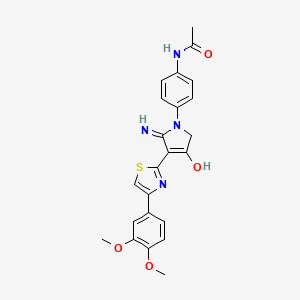 molecular formula C23H22N4O4S B12182591 N-(4-{3-[4-(3,4-dimethoxyphenyl)-1,3-thiazol-2-yl]-4-hydroxy-2-imino-2,5-dihydro-1H-pyrrol-1-yl}phenyl)acetamide 
