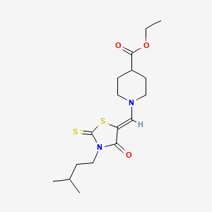 molecular formula C17H26N2O3S2 B12182597 ethyl 1-{(Z)-[3-(3-methylbutyl)-4-oxo-2-thioxo-1,3-thiazolidin-5-ylidene]methyl}piperidine-4-carboxylate 
