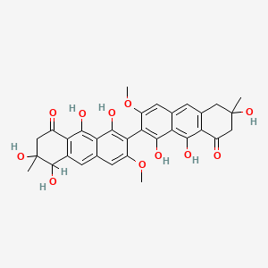 molecular formula C32H30O11 B1218266 (2,2'-Bianthracene)-8,8'(5H,5'H)-dione, 6,6',7,7'-tetrahydro-1,1',5,6,6',9,9'-heptahydroxy-3,3'-dimethoxy-6,6'-dimethyl- CAS No. 51995-93-8