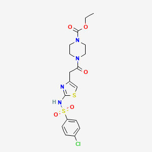 molecular formula C18H21ClN4O5S2 B12182677 Ethyl 4-[(2-{[(4-chlorophenyl)sulfonyl]amino}-1,3-thiazol-4-yl)acetyl]piperazine-1-carboxylate 