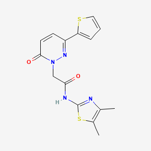 molecular formula C15H14N4O2S2 B12182690 N-[(2Z)-4,5-dimethyl-1,3-thiazol-2(3H)-ylidene]-2-[6-oxo-3-(thiophen-2-yl)pyridazin-1(6H)-yl]acetamide 