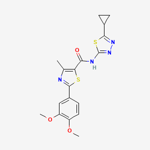 molecular formula C18H18N4O3S2 B12182751 N-[(2E)-5-cyclopropyl-1,3,4-thiadiazol-2(3H)-ylidene]-2-(3,4-dimethoxyphenyl)-4-methyl-1,3-thiazole-5-carboxamide 