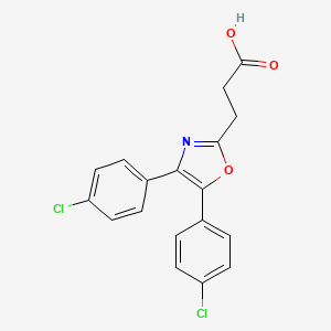 molecular formula C18H13Cl2NO3 B1218276 3-(4,5-Bis(4-chlorophenyl)oxazol-2-yl)propanoic acid CAS No. 33466-16-9