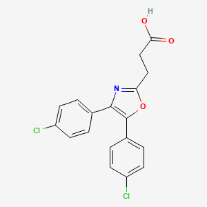 molecular formula C18H13Cl2NO3 B1218276 3-[4,5-Bis(4-chlorophenyl)-1,3-oxazol-2-yl]propanoic acid CAS No. 33466-16-9