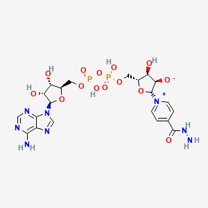 molecular formula C21H28N8O14P2 B1218278 (2R,3R,4S,5R)-5-[[[[(2R,3S,4R,5R)-5-(6-aminopurin-9-yl)-3,4-dihydroxyoxolan-2-yl]methoxy-hydroxyphosphoryl]oxy-hydroxyphosphoryl]oxymethyl]-2-[4-(hydrazinecarbonyl)pyridin-1-ium-1-yl]-4-hydroxyoxolan-3-olate CAS No. 2668-07-7