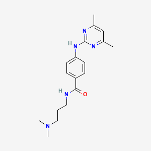 molecular formula C18H25N5O B12182799 N-(3-(dimethylamino)propyl)-4-((4,6-dimethylpyrimidin-2-yl)amino)benzamide 