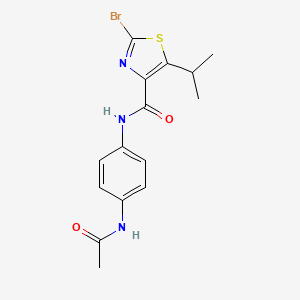 molecular formula C15H16BrN3O2S B12182813 N-(4-acetamidophenyl)-2-bromo-5-isopropylthiazole-4-carboxamide 