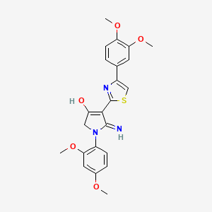 molecular formula C23H23N3O5S B12182867 5-amino-1-(2,4-dimethoxyphenyl)-4-[4-(3,4-dimethoxyphenyl)-1,3-thiazol-2-yl]-1,2-dihydro-3H-pyrrol-3-one 