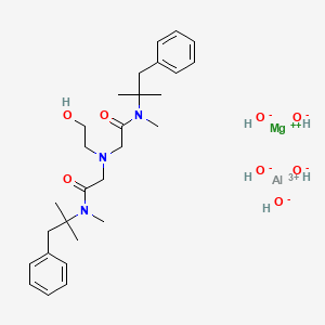 molecular formula C28H46AlMgN3O8 B1218289 aluminum;magnesium;2-[2-hydroxyethyl-[2-[methyl-(2-methyl-1-phenylpropan-2-yl)amino]-2-oxoethyl]amino]-N-methyl-N-(2-methyl-1-phenylpropan-2-yl)acetamide;pentahydroxide CAS No. 78371-69-4