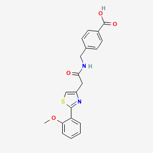 molecular formula C20H18N2O4S B12183026 4-[({[2-(2-Methoxyphenyl)-1,3-thiazol-4-yl]acetyl}amino)methyl]benzoic acid 