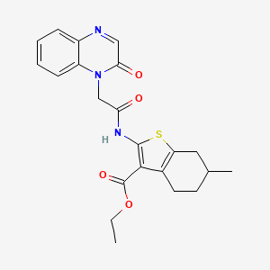 molecular formula C22H23N3O4S B12183044 Ethyl 6-methyl-2-[2-(2-oxo-1,2-dihydroquinoxalin-1-yl)acetamido]-4,5,6,7-tetrahydro-1-benzothiophene-3-carboxylate 