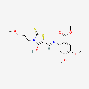 molecular formula C18H22N2O6S2 B12183083 methyl 4,5-dimethoxy-2-({(E)-[3-(3-methoxypropyl)-4-oxo-2-thioxo-1,3-thiazolidin-5-ylidene]methyl}amino)benzoate 