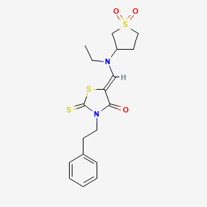 molecular formula C18H22N2O3S3 B12183086 (5Z)-5-{[(1,1-dioxidotetrahydrothiophen-3-yl)(ethyl)amino]methylidene}-3-(2-phenylethyl)-2-thioxo-1,3-thiazolidin-4-one 
