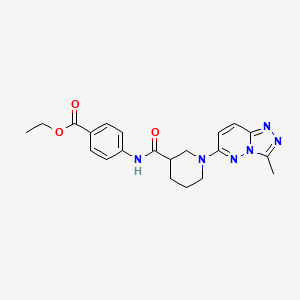 molecular formula C21H24N6O3 B12183094 Ethyl 4-({[1-(3-methyl[1,2,4]triazolo[4,3-b]pyridazin-6-yl)piperidin-3-yl]carbonyl}amino)benzoate 
